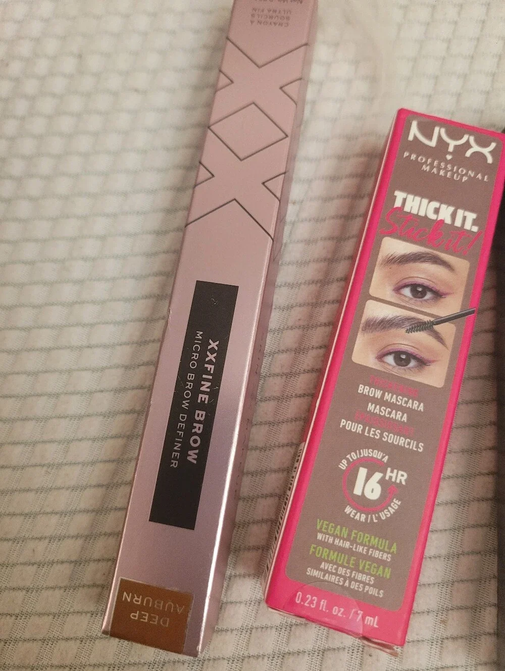 Dnm Lip Duo Red, NYX eyebrow Mascara, And Micro Eyebrow Pencil